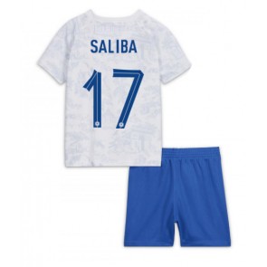 Frankrike William Saliba #17 babykläder Bortatröja barn VM 2022 Korta ärmar (+ Korta byxor)